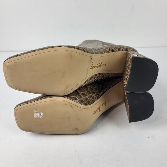 Sam Edelman Codie Croc Effect Leather Ankle Boots TAN/BROWN Size 9.5 M - Picture 9 of 10